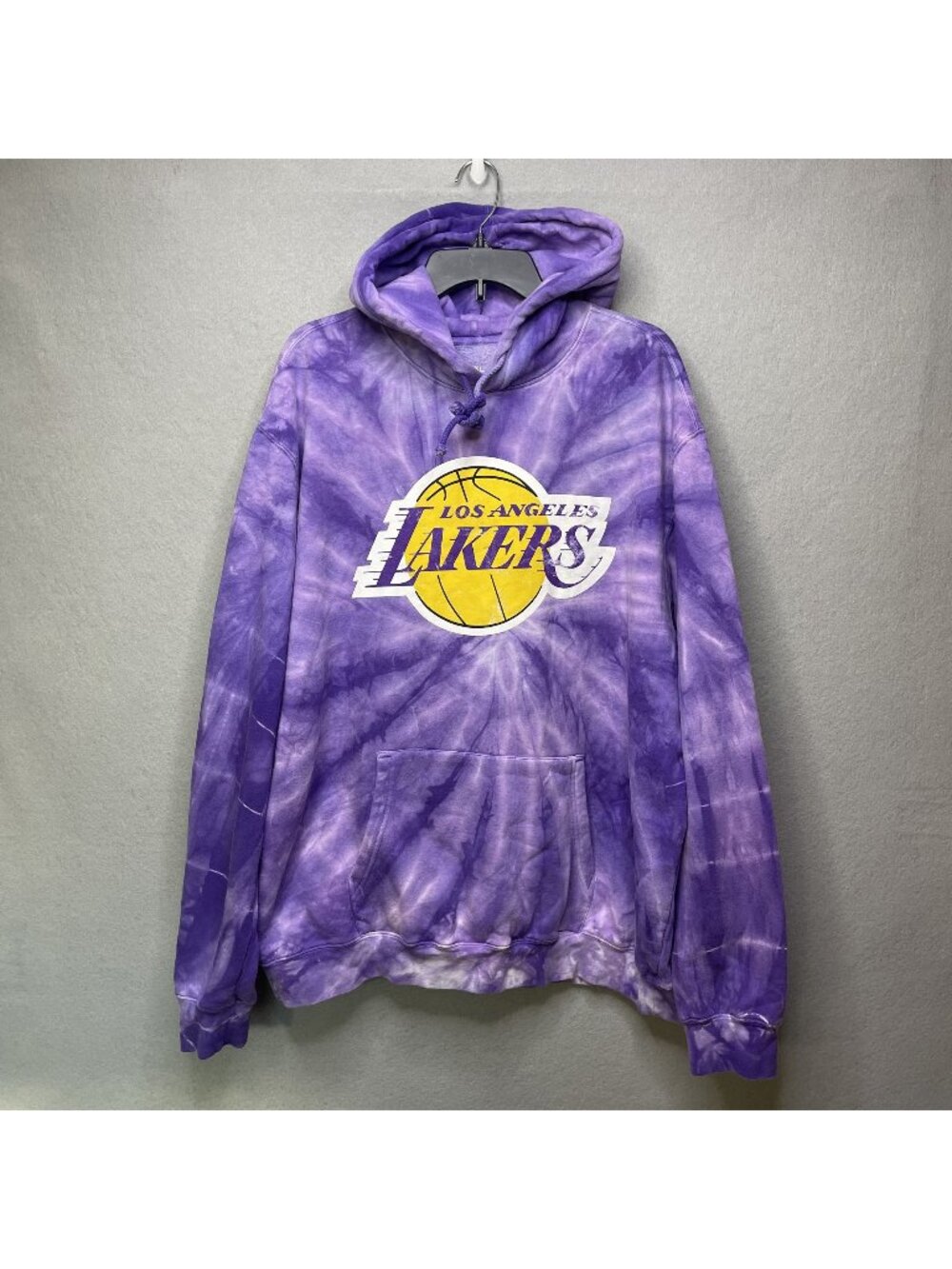 Y&R Los Angeles Lakers Purple Tie-Dye Hoodie 2XL Basketball Logo Sweatshirt
